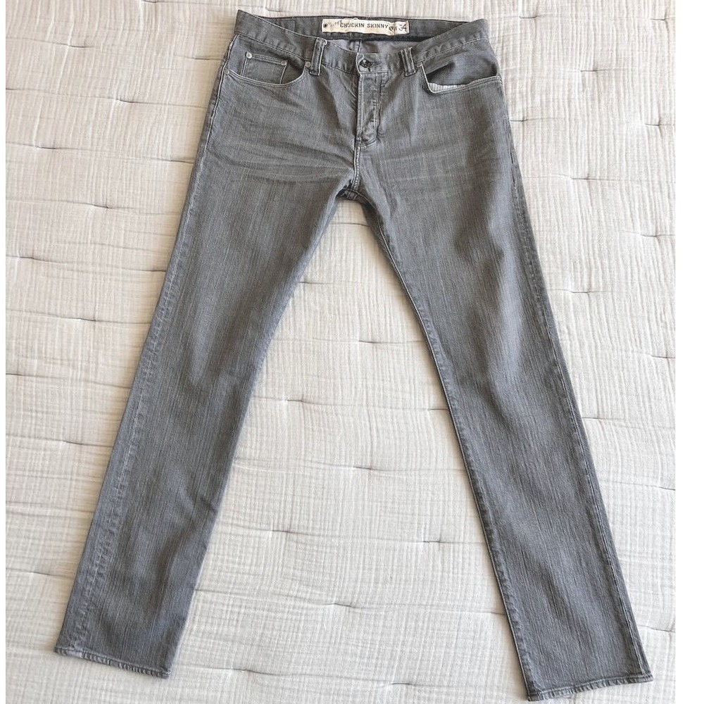 Converse Chuckin Skinny Jeans Mens Size 34 Gray Denim Button Fly